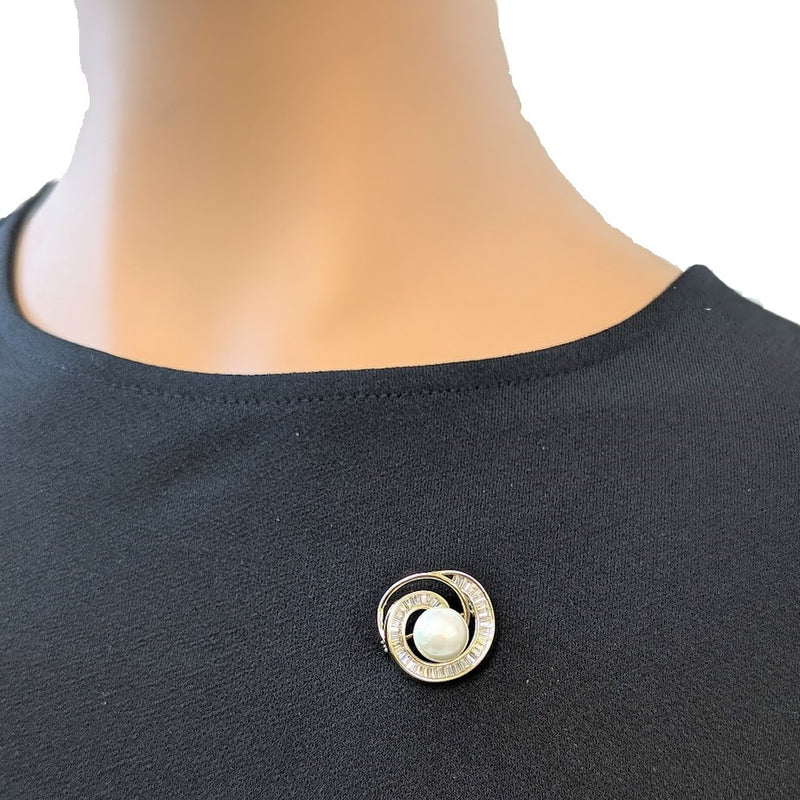 Spiral Simulated Pearl Brooch