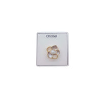 Flower Simulated Pearl and Enamel Brooch