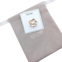 Flower Simulated Pearl and Enamel Brooch