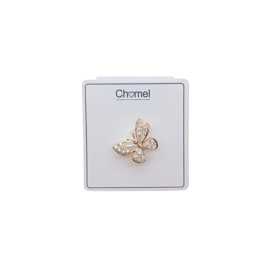 Butterfly Simulated Pearl Brooch