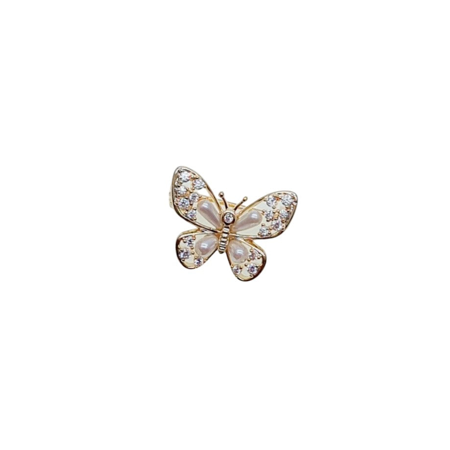 Butterfly Simulated Pearl Brooch
