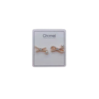 Ribbon Simulated Pearl Stud Earrings - CHOMEL