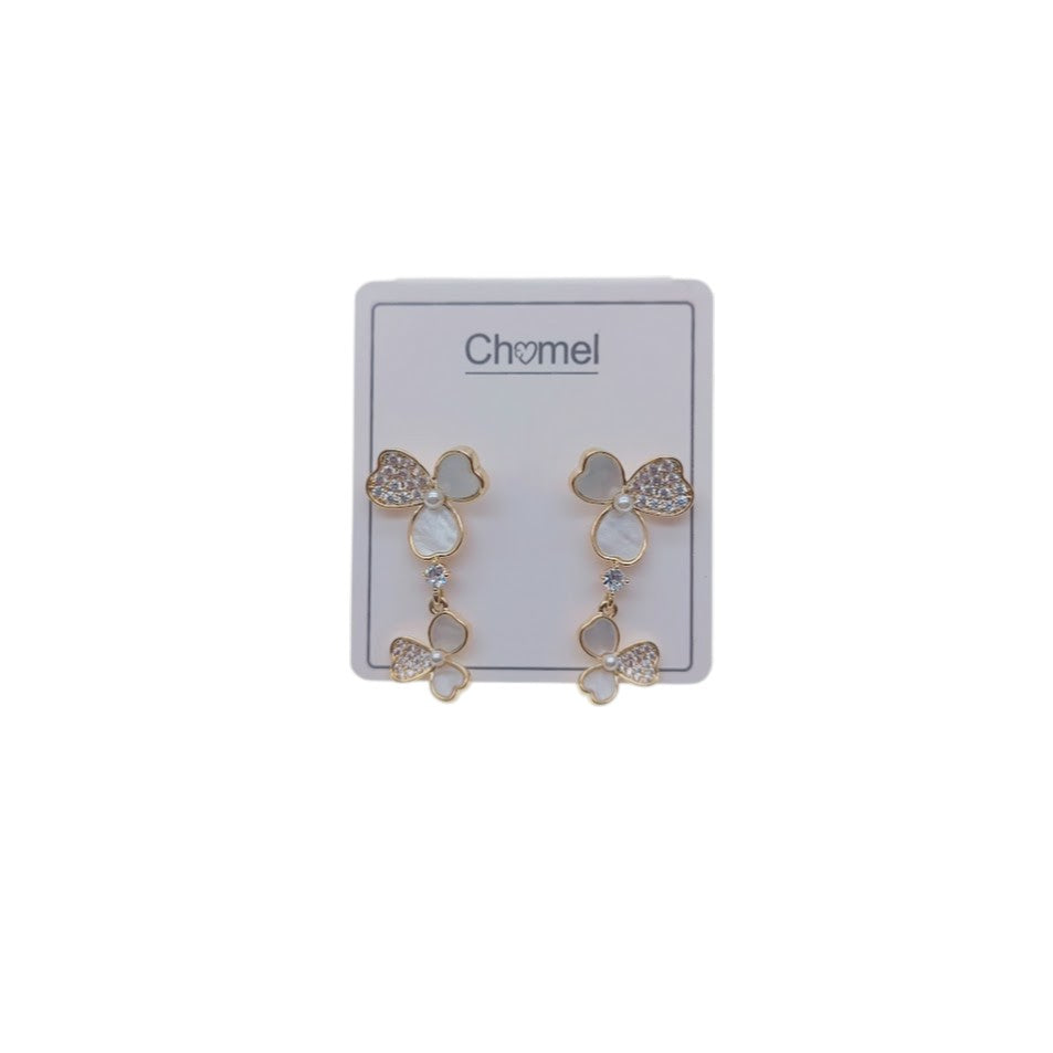 Clover Simulated Pearl Earrings - CHOMEL