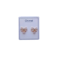 Ribbon Simulated Pearl Stud Earrings - CHOMEL