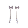 Ribbon Simulated Pearl Stud Earrings - CHOMEL