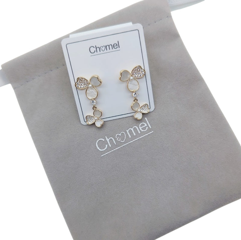 Clover Simulated Pearl Earrings - CHOMEL