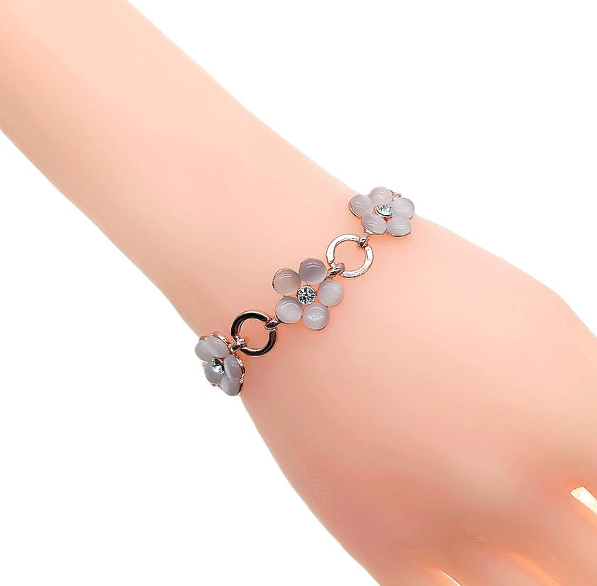 模拟月光石玫瑰金手链