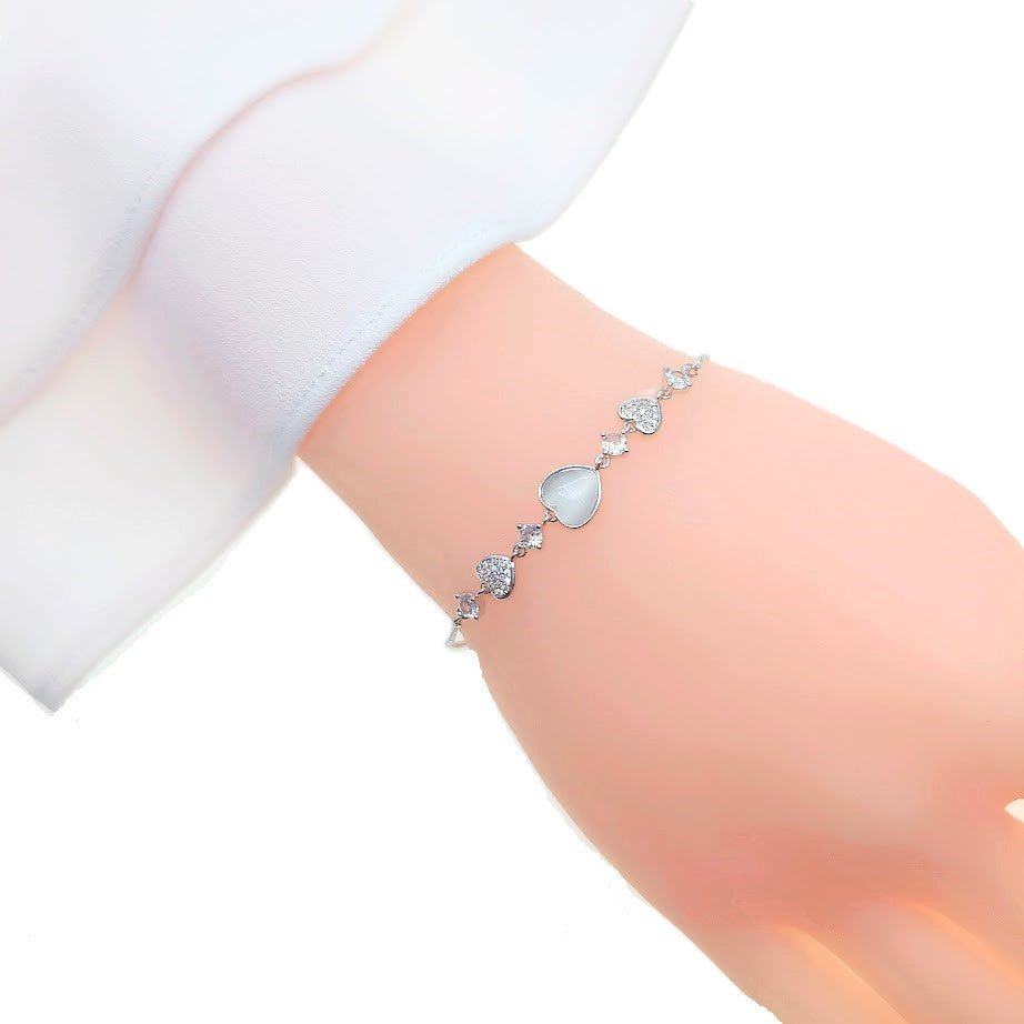 Heart Simulated Moonstone Bracelet - CHOMEL