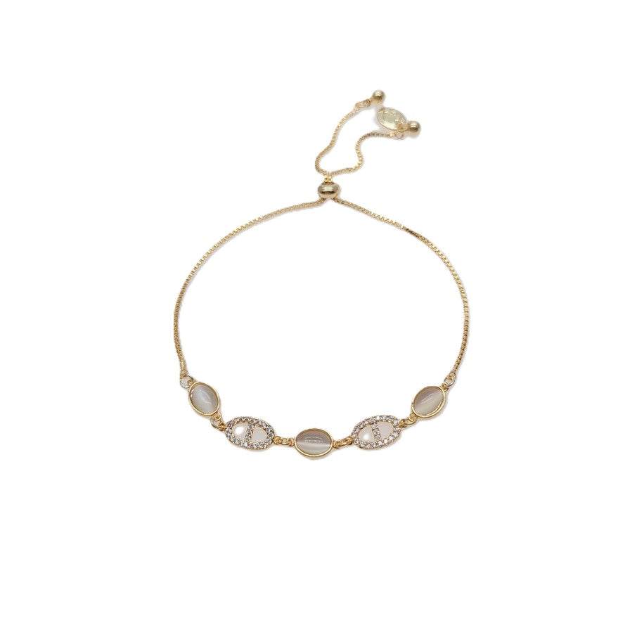 Simulated Moonstone Adjustable Sliding Bracelet