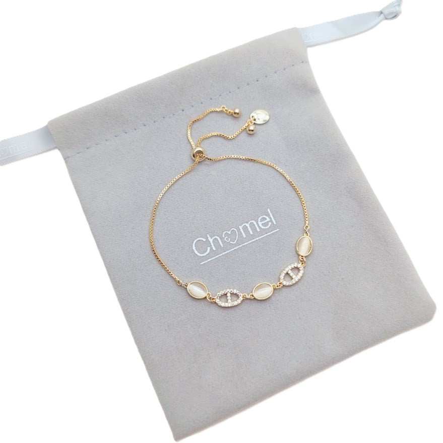 Simulated Moonstone Adjustable Sliding Bracelet