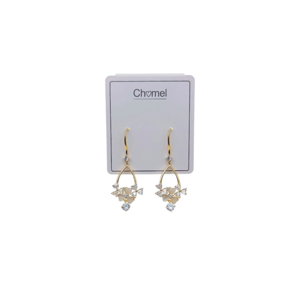 Clover Simulated Moonstone Earrings - CHOMEL