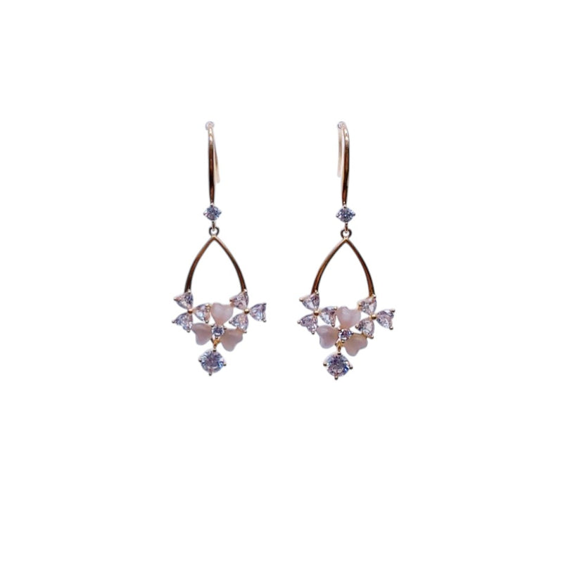 Clover Simulated Moonstone Earrings - CHOMEL