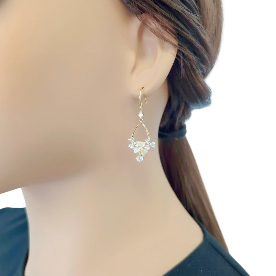 Clover Simulated Moonstone Earrings - CHOMEL