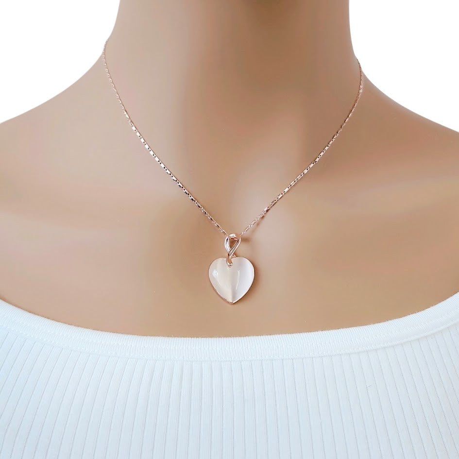 Heart Simulated Moonstone Necklace