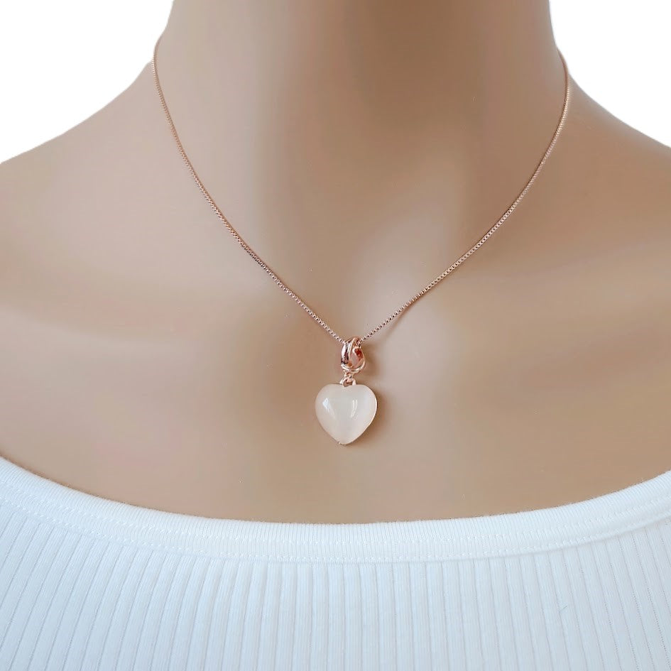 Heart Simulated Moonstone Necklace