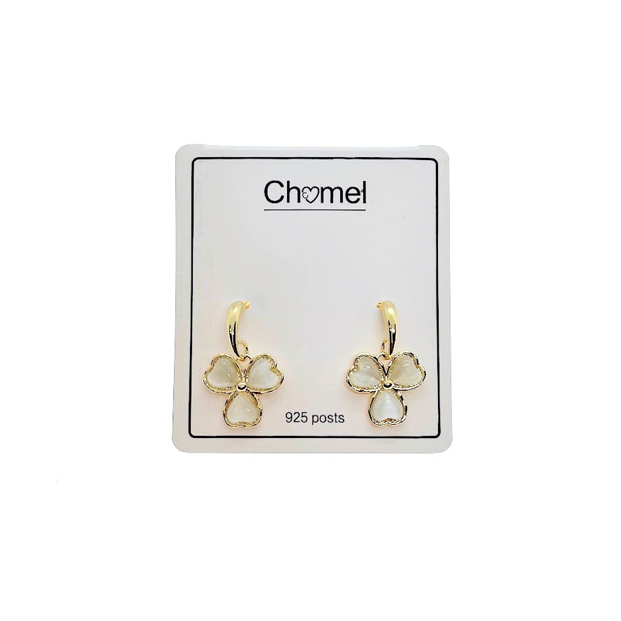 Leaf Clover Simulated Moonstone Earrings - CHOMEL