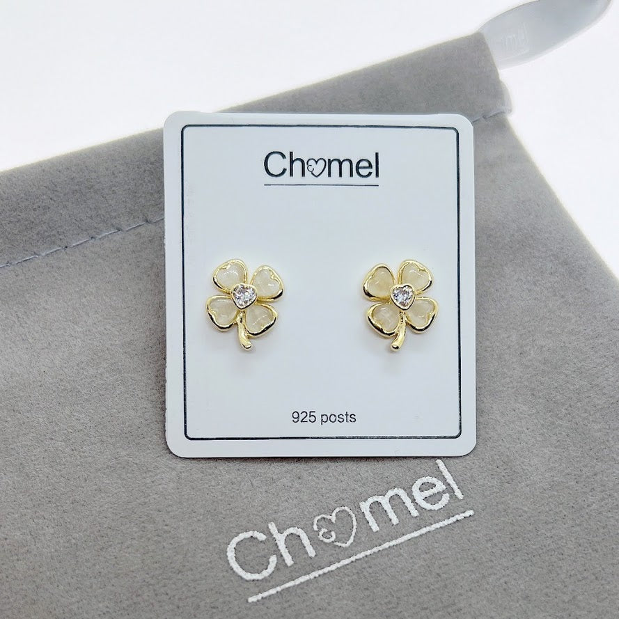 Leaf Clover Simulated Moonstone Earrings - CHOMEL