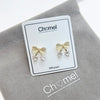 Ribbon Simulated Moonstone Earrings - CHOMEL