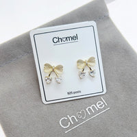 Ribbon Simulated Moonstone Earrings - CHOMEL