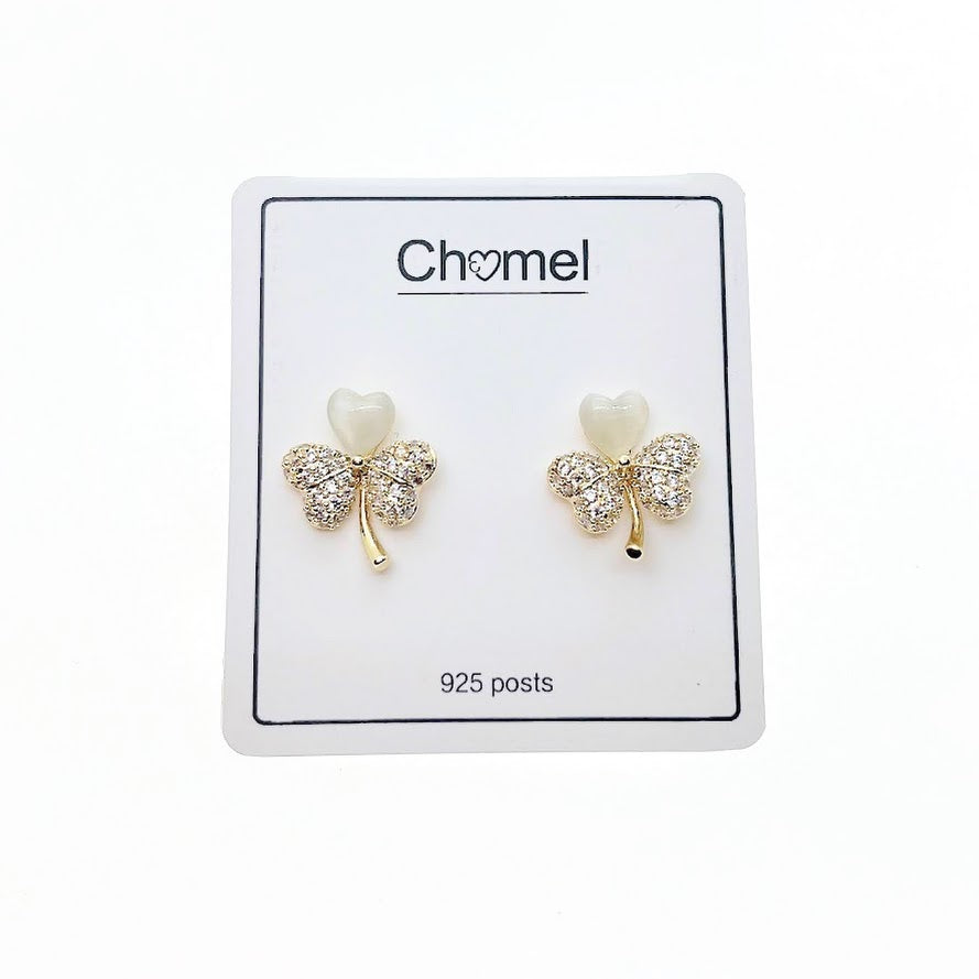 Clover Hearts Simulated Moonstone Earrings - CHOMEL