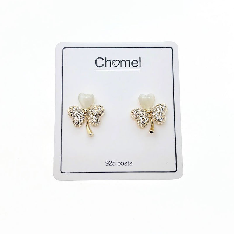 Clover Hearts Simulated Moonstone Earrings - CHOMEL