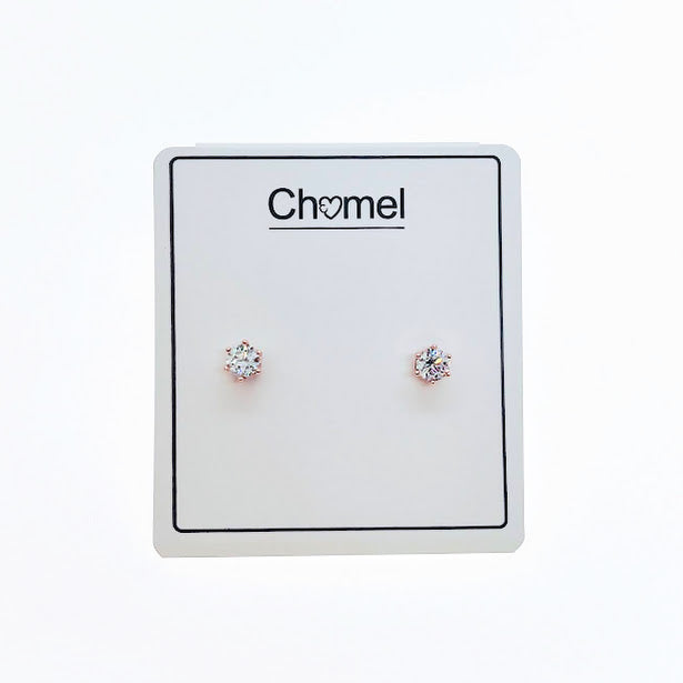 4mm Cubic Zirconia Solitaire Earrings - CHOMEL