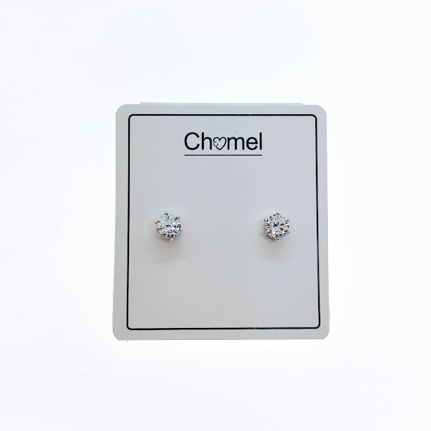 6mm Solitaire Cubic Zirconia Earring - CHOMEL