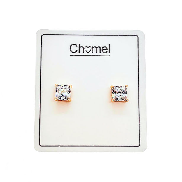 6mm Cubic Zirconia Solitaire Stud Earring - CHOMEL