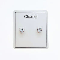 Heart 6mm Cubic Zirconia Solitaire Earring - CHOMEL