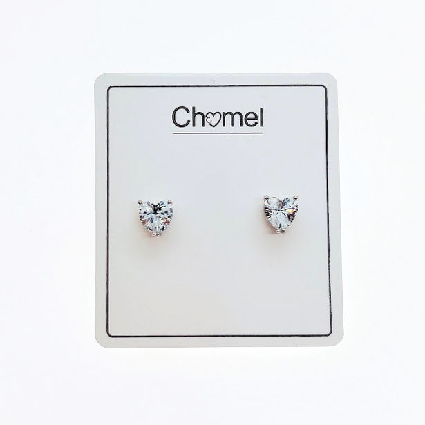 Heart 6mm Cubic Zirconia Solitaire Earring - CHOMEL