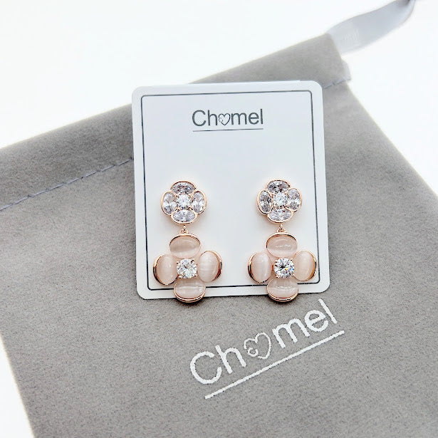 Flower Simulated Moonstone Earrings - CHOMEL