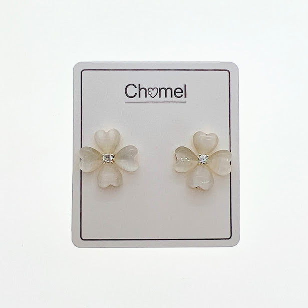 Clover Heart Simulated Moonstone Earrings - CHOMEL
