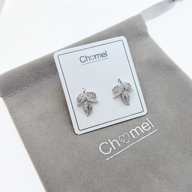 Leaf  Cubic Zirconia  Earrings - CHOMEL