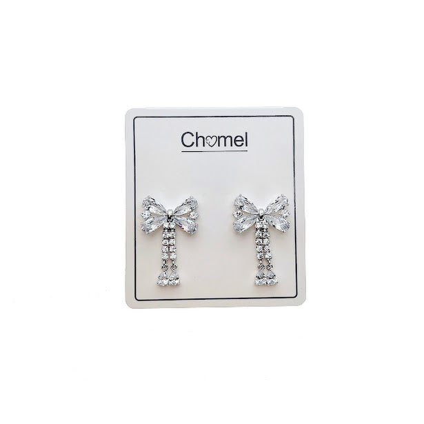 Ribbon Cubic Zirconia Earrings - CHOMEL