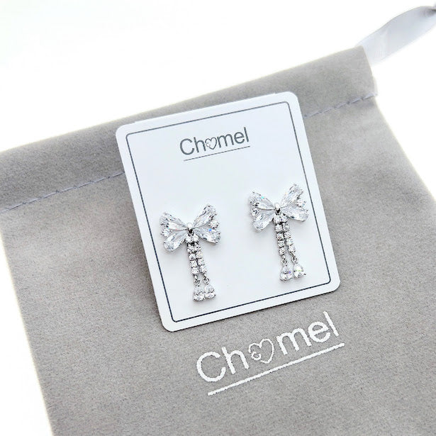 Ribbon Cubic Zirconia Earrings - CHOMEL