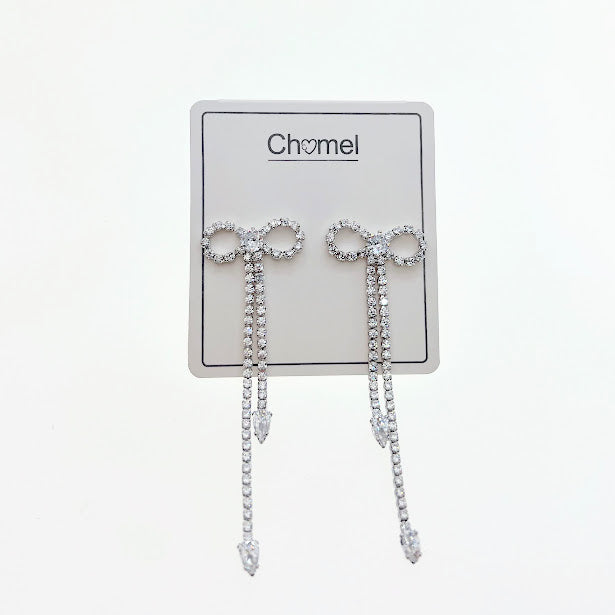 Ribbon Cubic Zirconia Earrings - CHOMEL