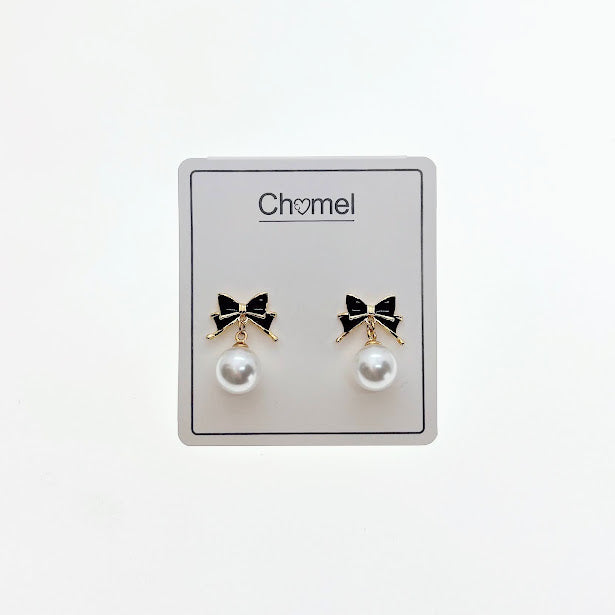 Ribbon Pearl Earrings - CHOMEL