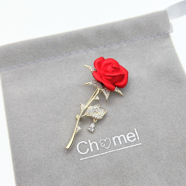 Flower Cubic Zirconia Brooch - CHOMEL