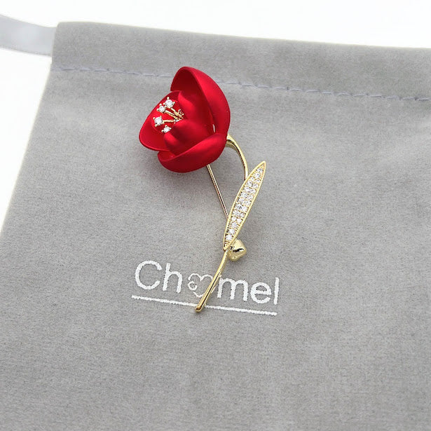 Flower Cubic Zirconia Brooch - CHOMEL