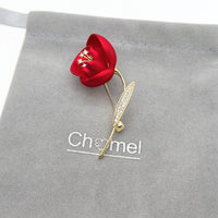Flower Cubic Zirconia Brooch - CHOMEL