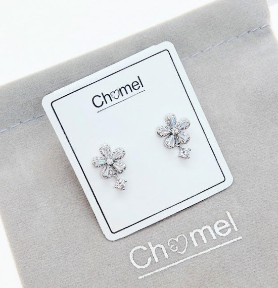 Flower Cubic Zirconia Earrings - CHOMEL