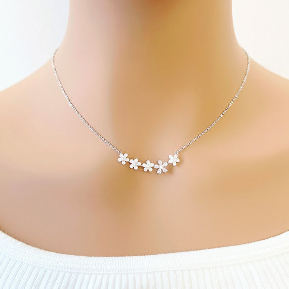 Flower Cubic Zirconia Necklace - CHOMEL