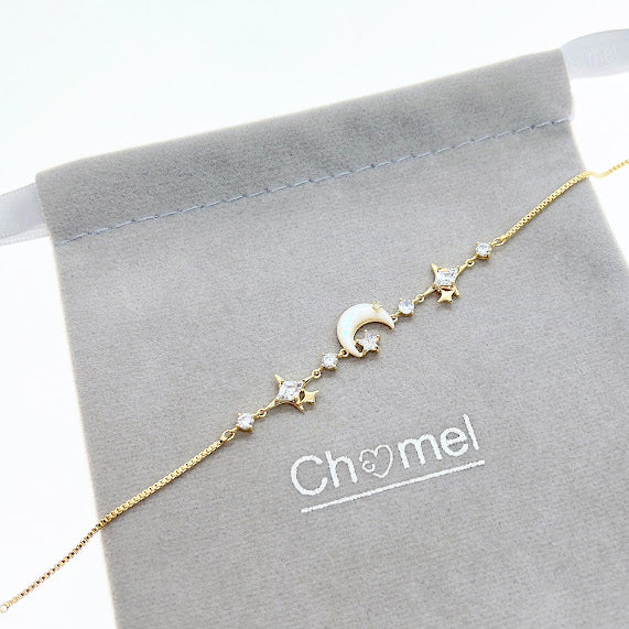 Moon & Star Cubic Zirconia Bracelet - CHOMEL