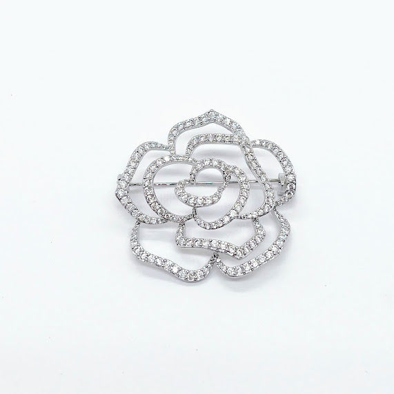 Flower Cubic Zirconia Brooch - CHOMEL