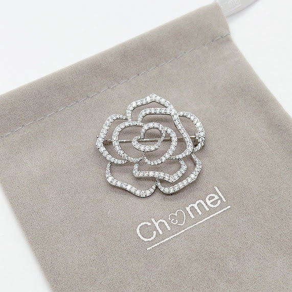 Flower Cubic Zirconia Brooch - CHOMEL