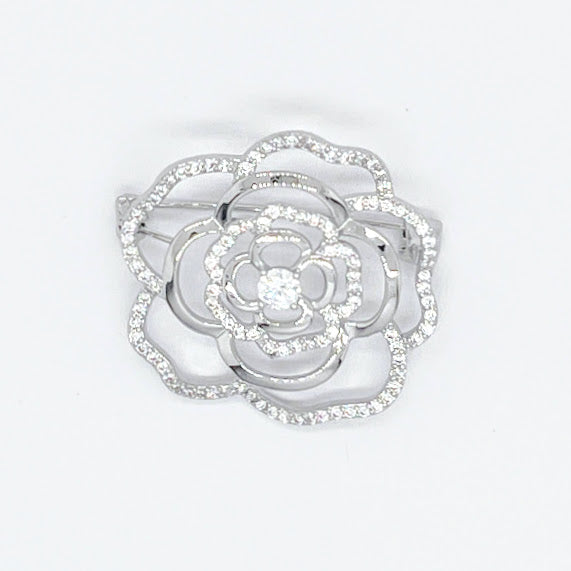 Flower Cubic Zirconia Brooch - CHOMEL