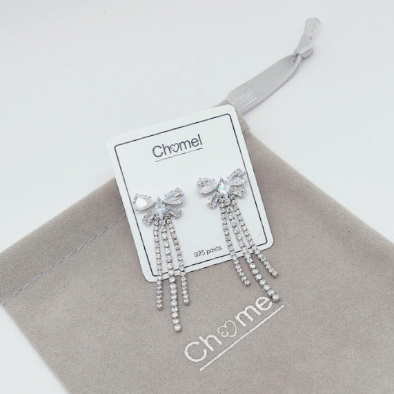 Ribbon Cubic Zirconia Earrings - CHOMEL
