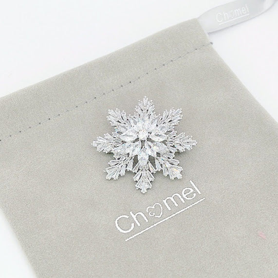 Snowflake Cubic Zirconia Brooch - CHOMEL