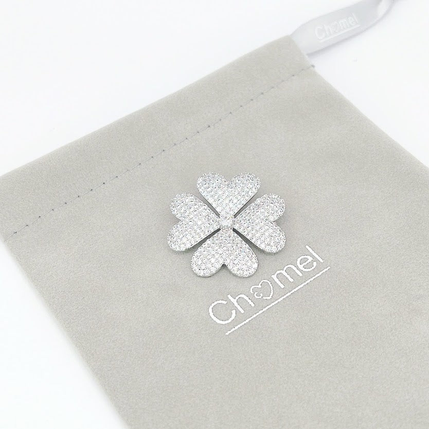 Clover Cubic Zirconia Brooch - CHOMEL