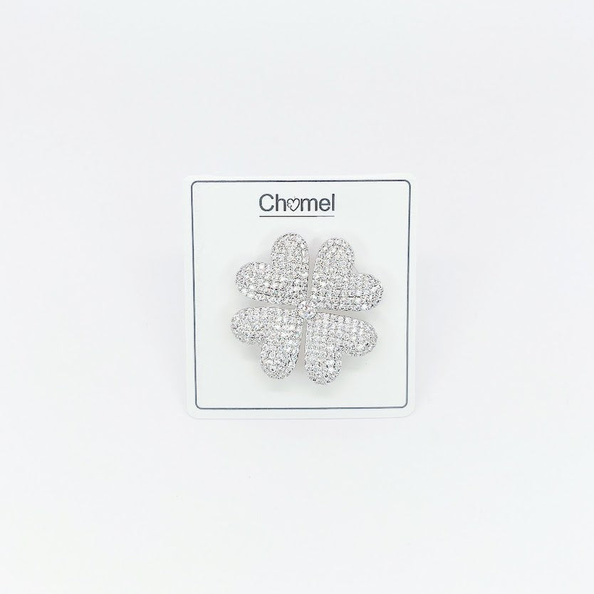 Clover Cubic Zirconia Brooch - CHOMEL